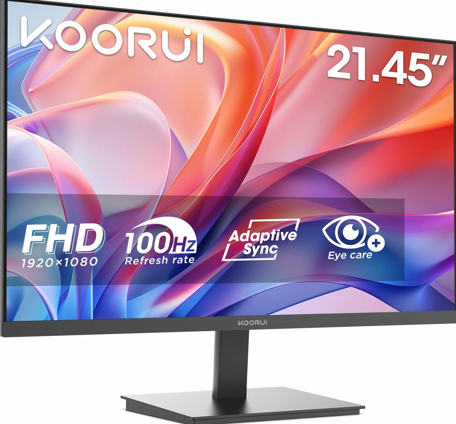 KOORUI Monitor 21.45 Pulgadas Full HD 1080p Pantalla PC Ultrafina 100Hz con Adaptive Sync, HDMI/VGA, Tecnología Eye Care, Diseño Slim para Oficina y Hogar, VESA 100x100mm