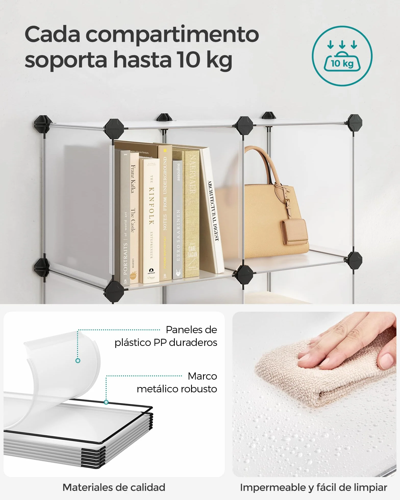 SONGMICS Estantería Modular 6 Compartimentos 30x30x30 cm Blanco LPC111S