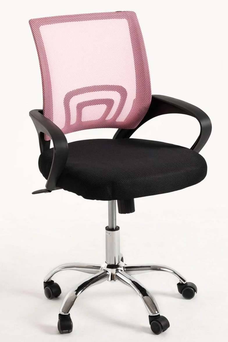 Silla de Oficina Rosa y Negra Midi Pro - Máxima Ergonomía