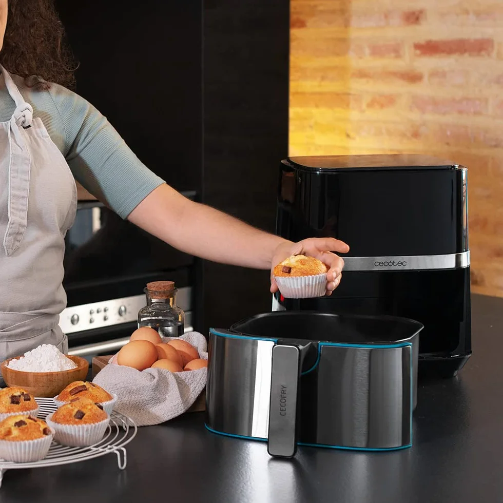 Cecotec Freidora sin Aceite 5,5 L Aire Caliente Cecofry Full InoxBlack 5500 Pro 1700 W