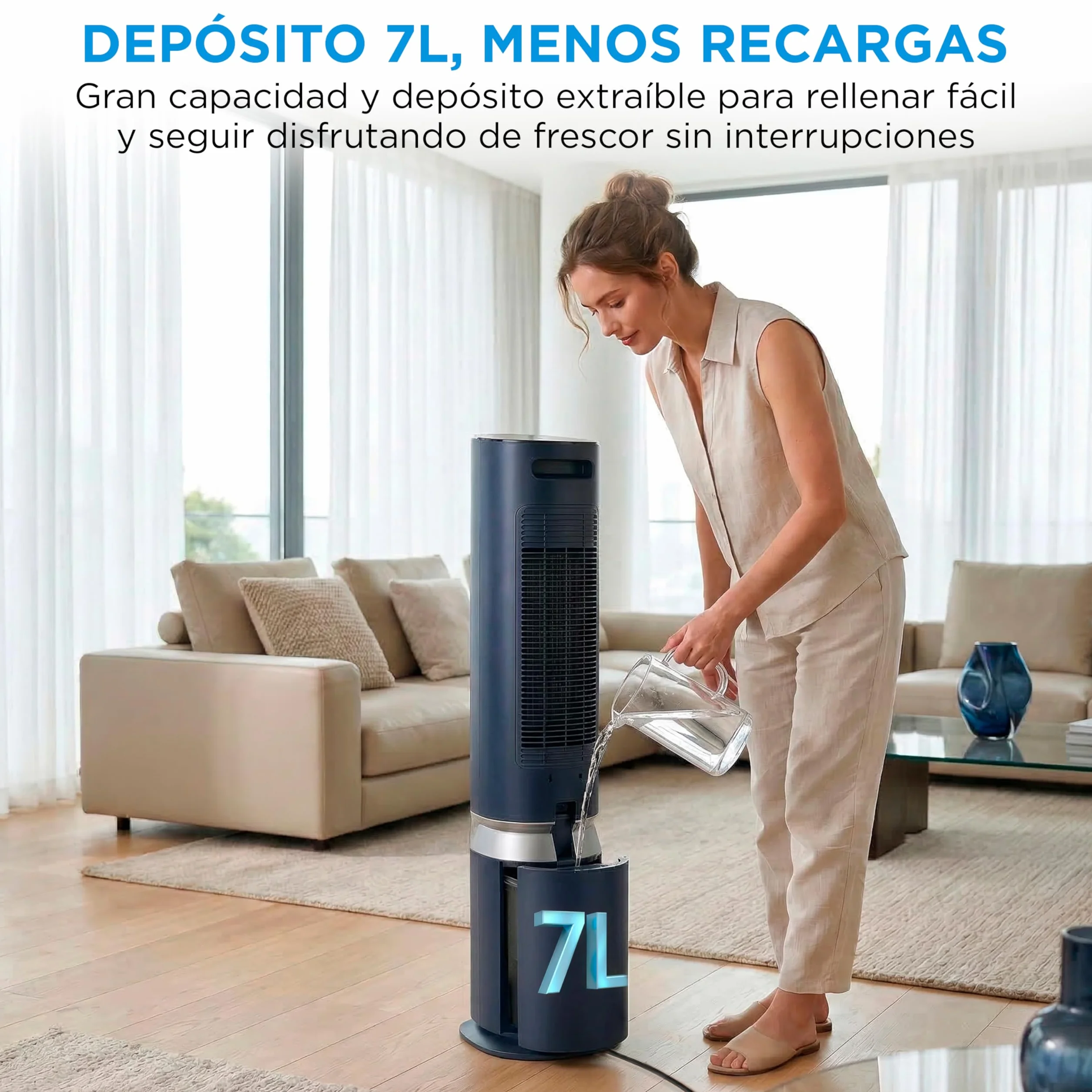 Midea Climatizador Evaporativo Portátil 3 en 1 7L con Mando a Distancia, Ventilador Enfriador Humidificador, 6 Velocidades, 5 Modos, Temporizador 12H, Oscilación 85º