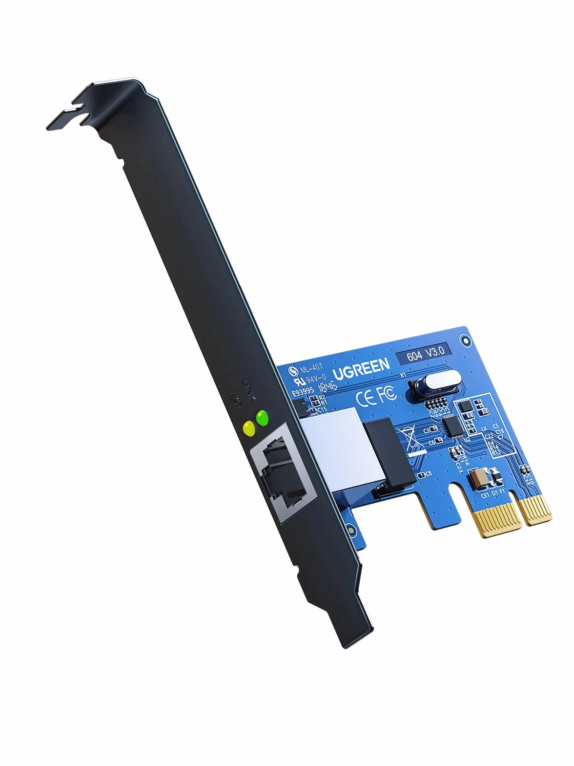 UGREEN Tarjeta de Red Gigabit Ethernet PCI Express 10/100/1000 Mbps con Puerto RJ45 y Perfil Doble, Adaptador LAN PCIe Compatible con Windows 10/8/ 7/ Vista/XP