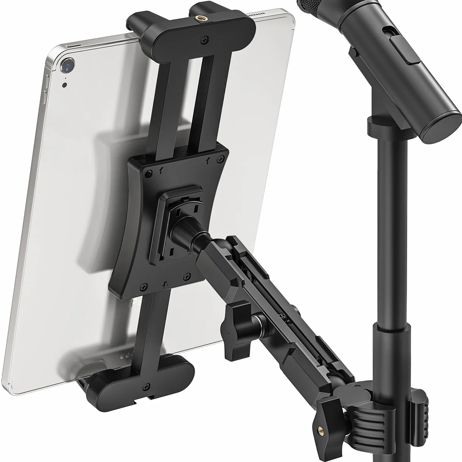 Soporte de Micrófono para Tableta, Soporte Micrófono iPad Teléfono de Música 360° Ajustable, Pie de Micro para iPad, Pro, Mini, Air, Toutes Tabletas et Teléfono 4,7-13,5"