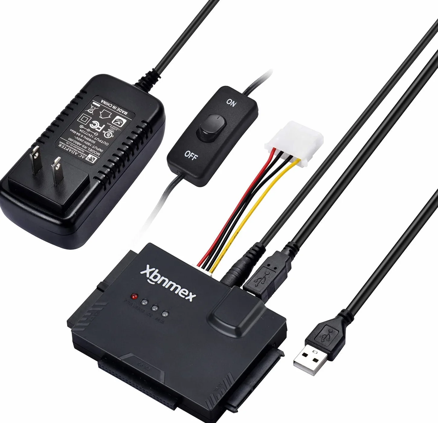 IDE SATA a USB 3.0 Cable lector de disco duro IDE SATA PATA USB 3.0 para disco duro HDD 2.5 pulgadas 3.5 pulgadas con adaptador de corriente CA externo de 12 V 2 A (negro) (cable USB 3.0)