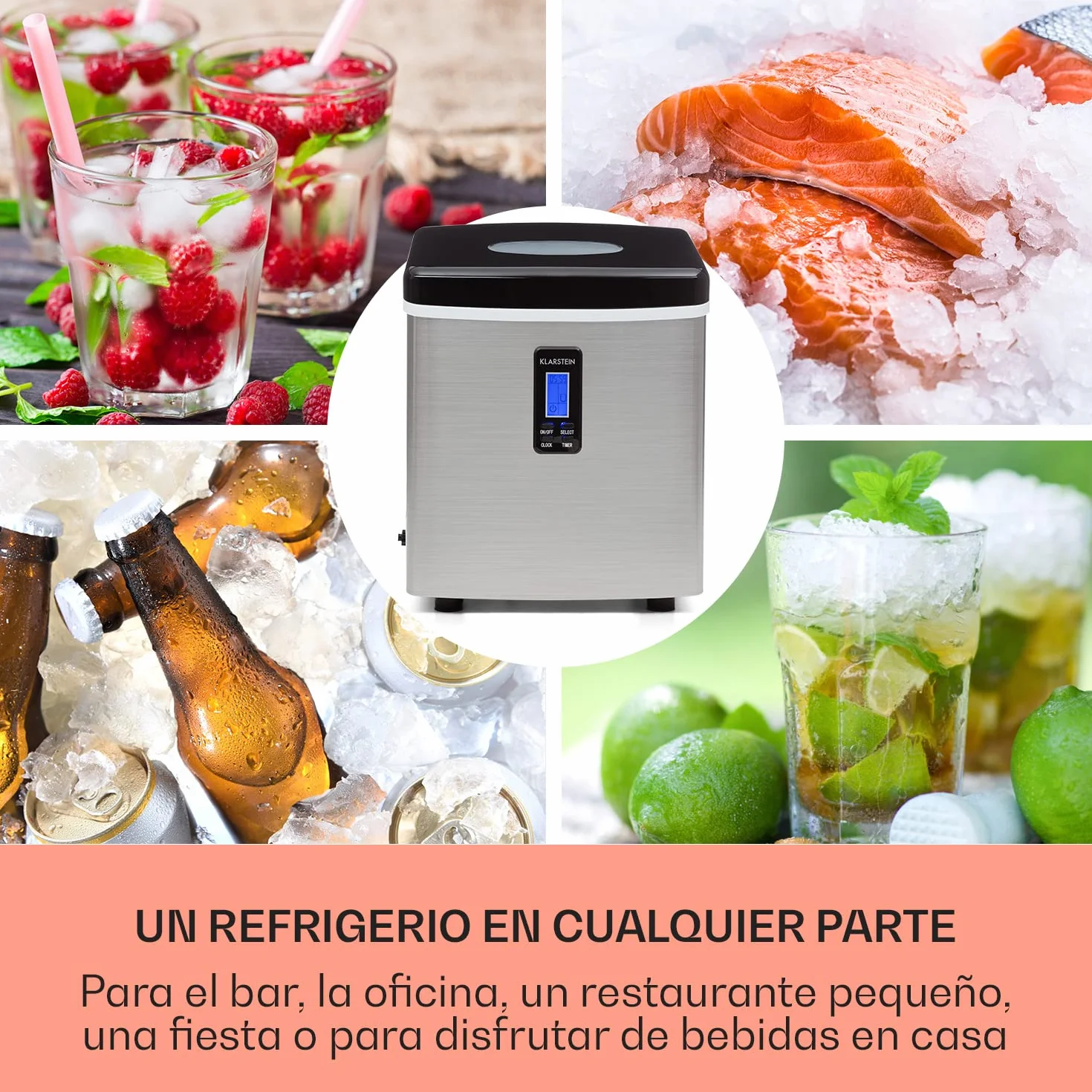 Klarstein Mr. Frost Máquina de hacer hielo 150 W 15 kg 3,3 L Negro