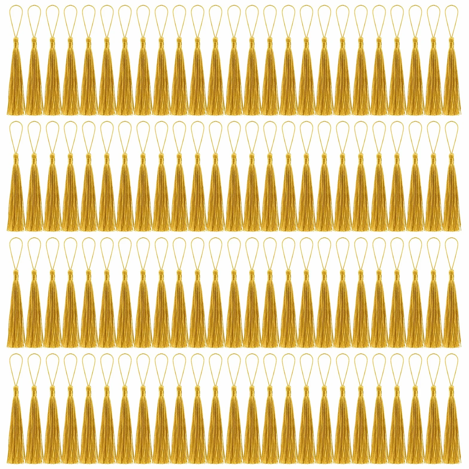 100 piezas de borlas para marcadores a granel, doradas, suaves, hechas a mano, mini borlas para hacer joyas con lazos para accesorios de manualidades, decoración de vestidos