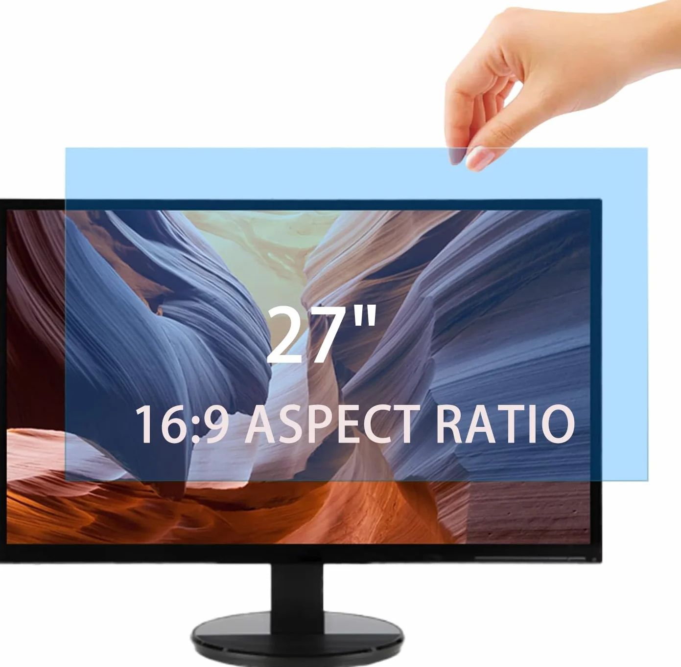 Protector de pantalla extraíble de 27 pulgadas con bloqueo de luz azul, película antideslumbrante, protector de pantalla anti-UV para monitor de escritorio de 27" 16:9
