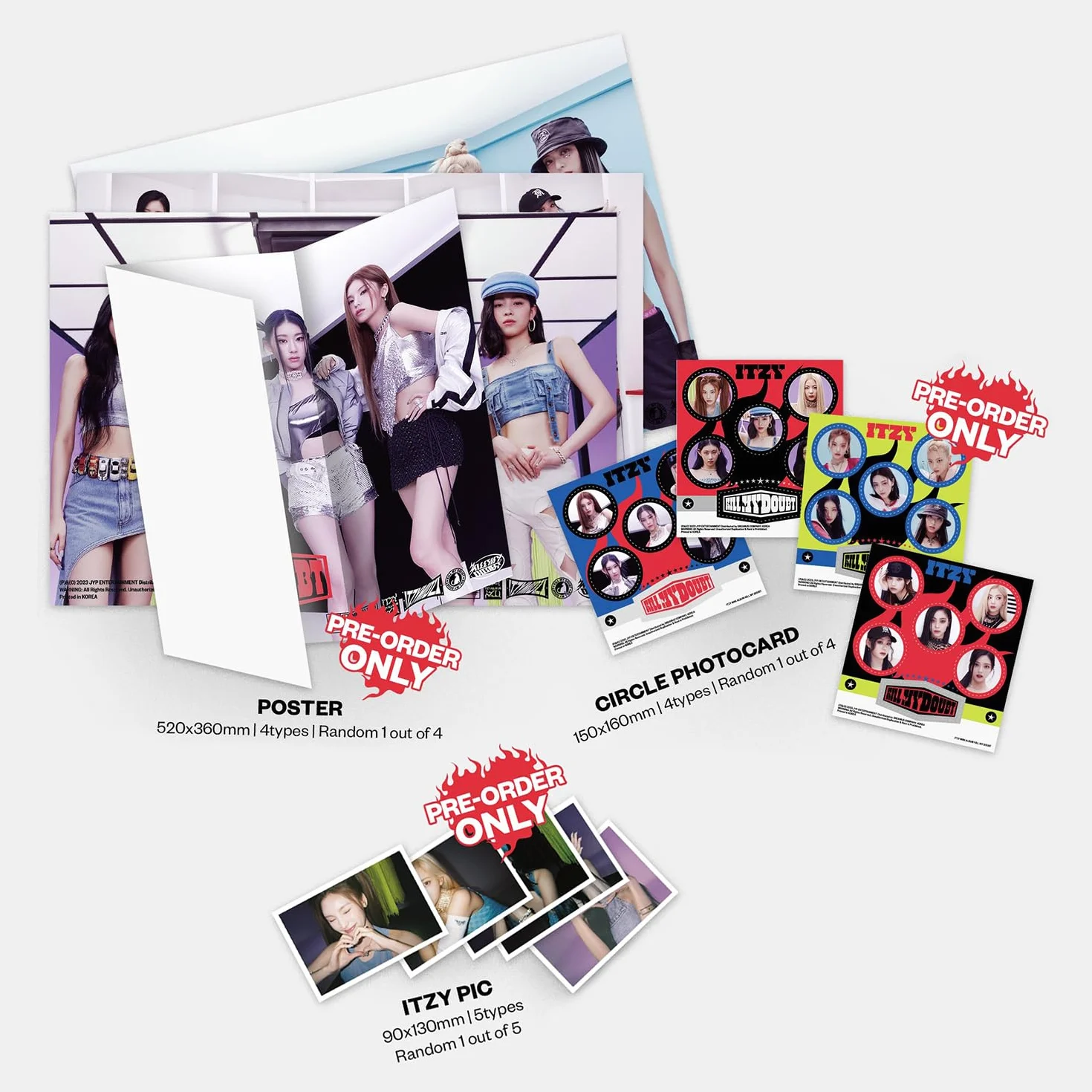 ITZY KILL MY DOUBT PHOTOBOOK C Ver. Photobook Champion Belt Photocards Lyric Book CD Poster Pin Badges