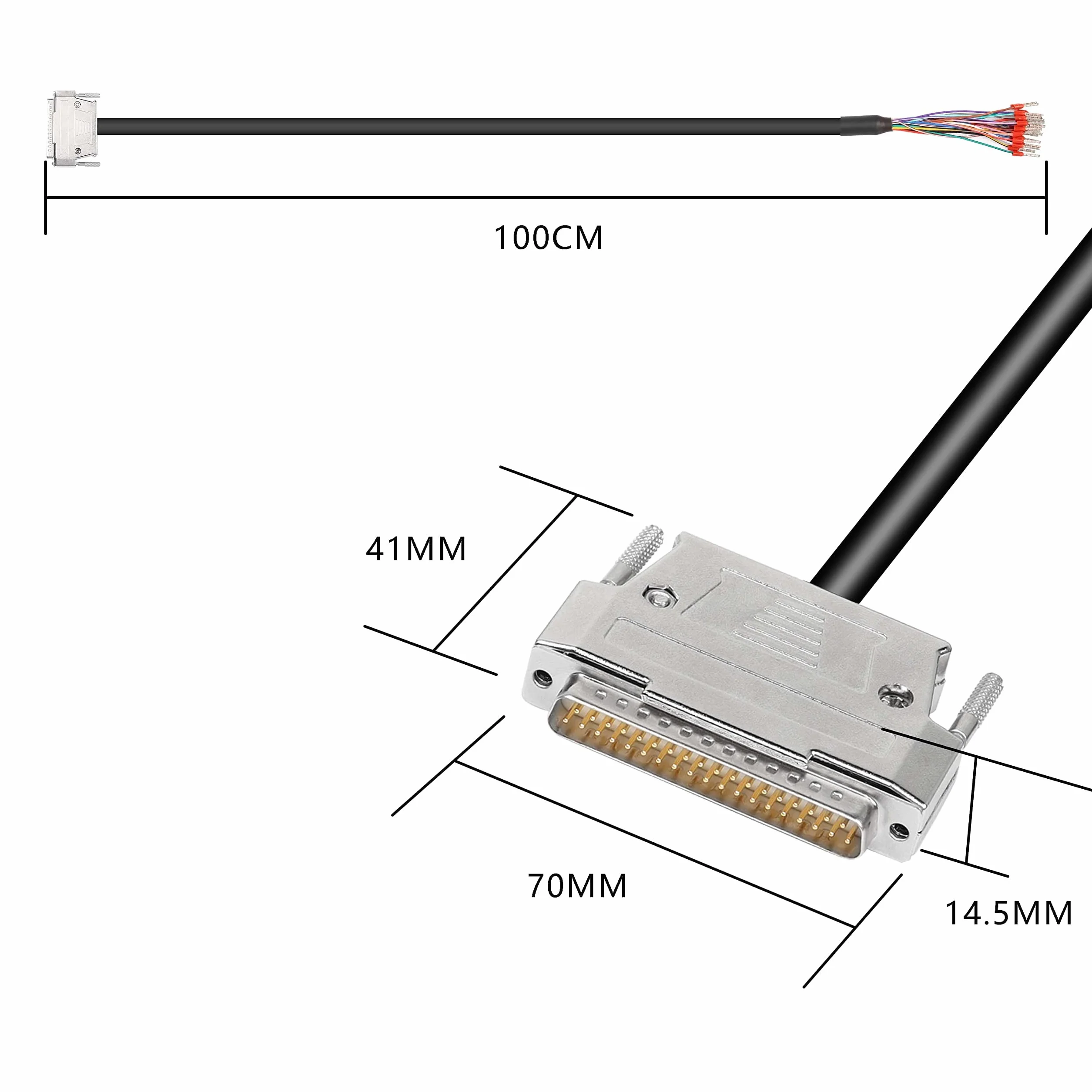 XMSJSIY Conector DB37 Con Cable de Expansión Serie de 37 Pines - Reemplazo Sin Soldadura, Cable Desnudo - 1M (DB37 Macho)