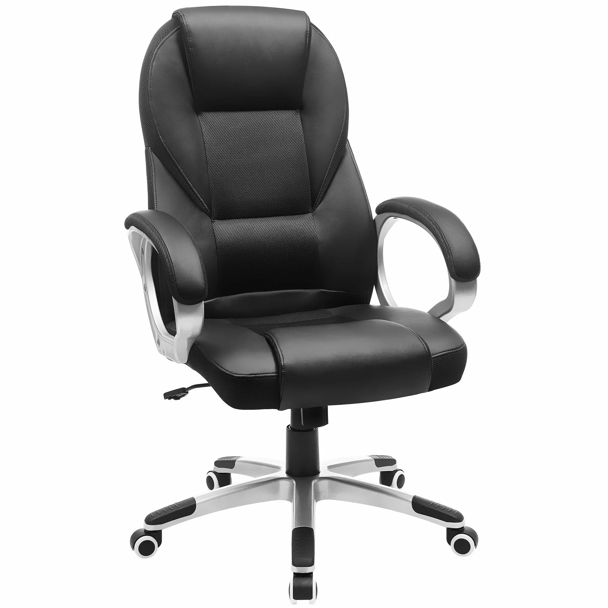 SONGMICS Silla de Oficina Ergonómica Giratoria con Ruedas Altura Ajustable OBG22B Negro Tinta
