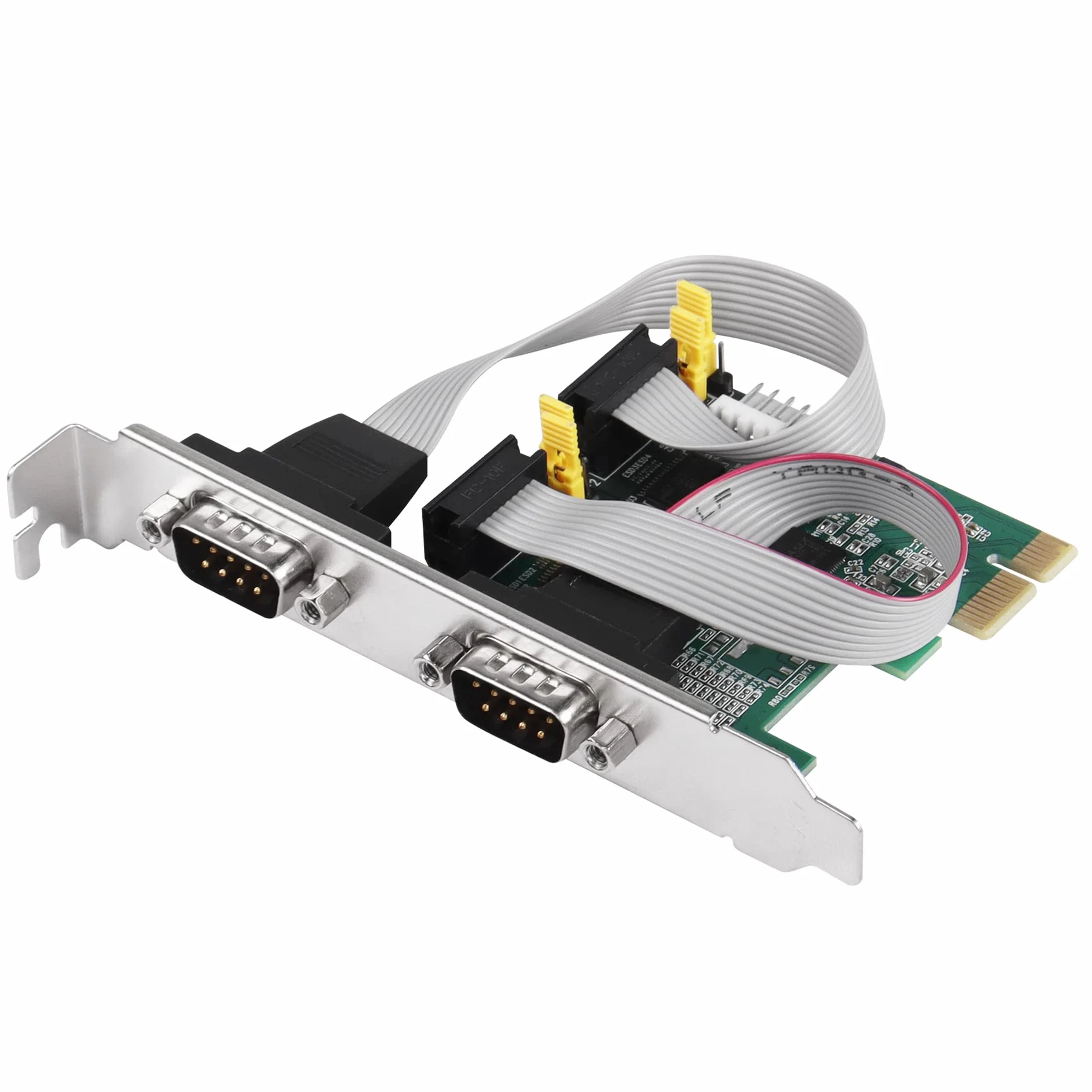 CERRXIAN Tarjeta adaptadora serie PCI Express RS232 de 2 puertos, DB9 Dual Channel PCIe X1 AX99100 tarjeta de expansión para PC de escritorio