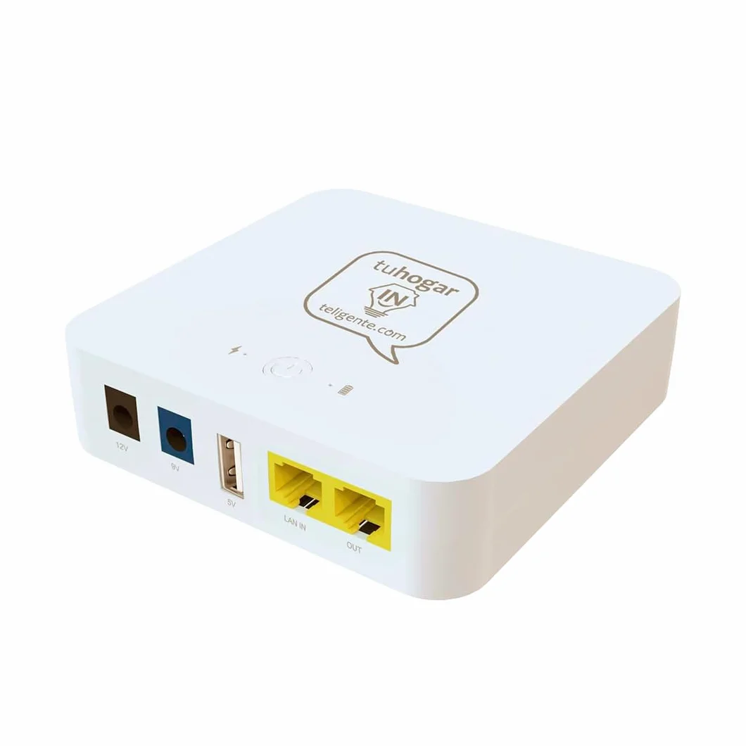 Mini UPS | Mini SAI AC-DC con Batería Interna 8800mAh | Salidas 5V/9V/12V/PoE | Ligero y Compacto Ideal para routers, cámaras IP, alarmas y Dispositivos DC, Protege Ante Cortes de luz y sobrecargas
