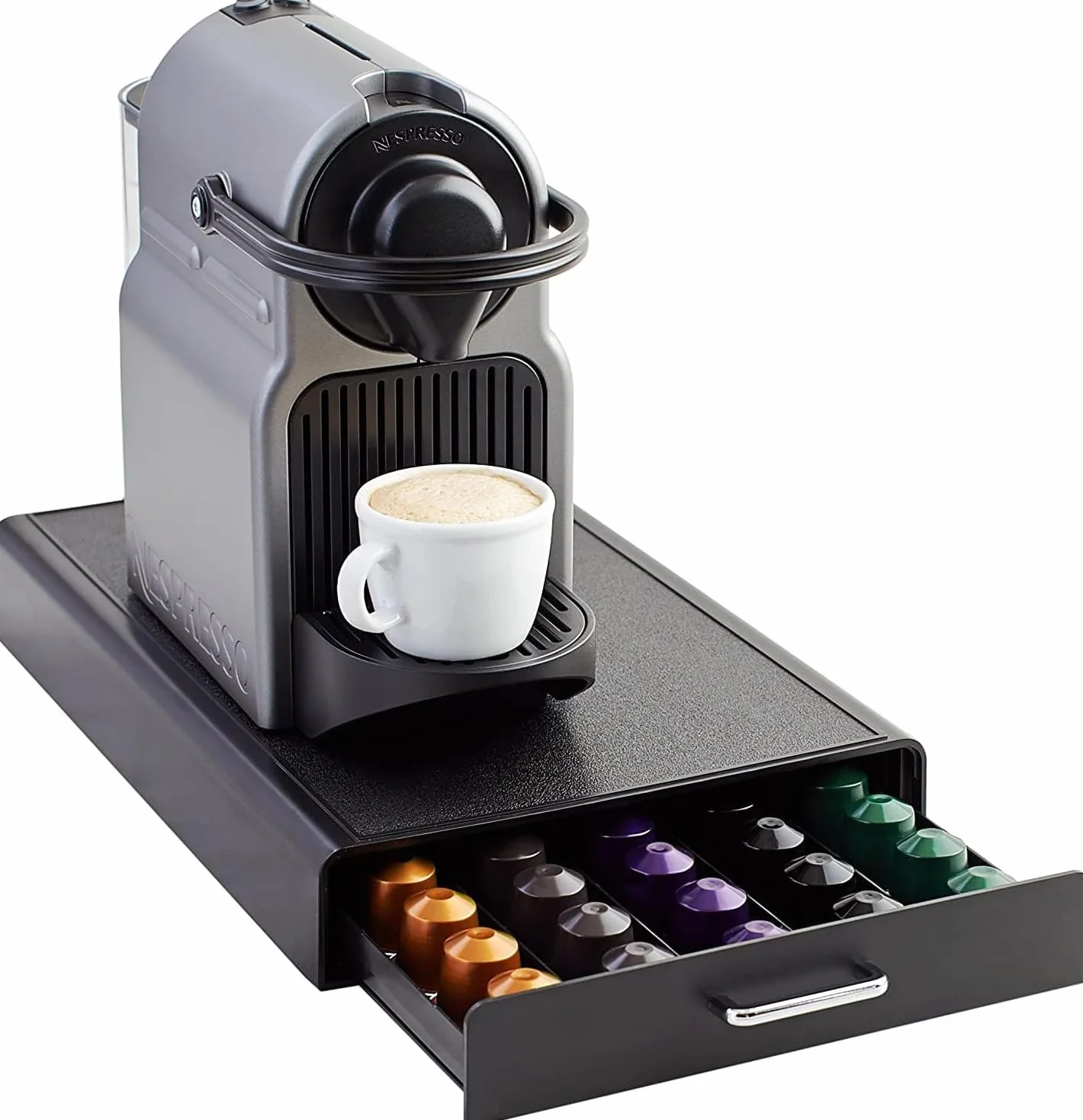 Amazon Basics - 1 Cajón de Plástico para almacenar cápsulas Nespresso Originalline capacidad para 50, 23 x 38 x 5 cm, Negro