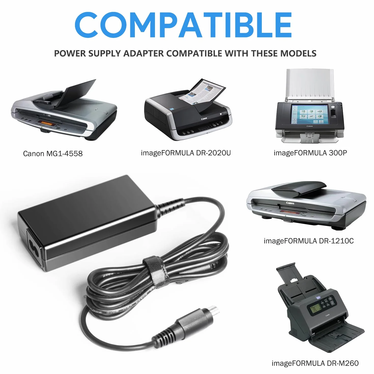 KFD Cargador 24V 4 Pin Fuente de Alimentación Adaptador para Canon MG1-4558 5039 4892 PA-14U PA-14E imageFORMULA 300P DR-2020U DR-1210C DR-M260 DR-M160 DR-M140 ScanFront 330 400 CanoScan 9950F Scanner