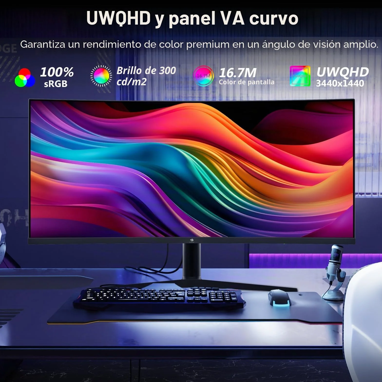 Z-Edge Monitor Gaming Curvo 34 Pulgadas, 165Hz, 3440x1440, 1ms MPRT, Altura & Inclinación Ajustables, Pantalla Ultra Ancho 21:9, FreeSync, 1500R VA, 2* HDMI2.0 &2* DP1.4, RGB, VESA 100 * 100mm