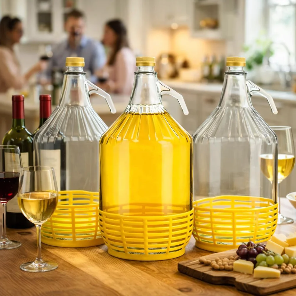 Botella de vidrio para fermentación 5L con tapa de rosca