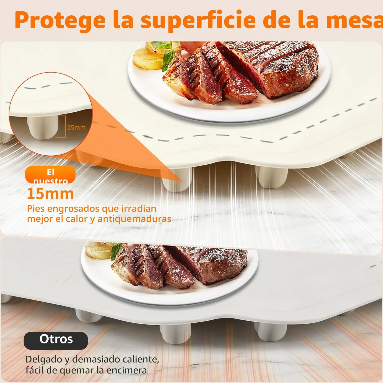 Bandeja de Calentamiento Eléctrico 60x40cm Calentador de Comida Silicona Plegable Portátil 4 Temperatura 3 Temporizadores Auto-Apago