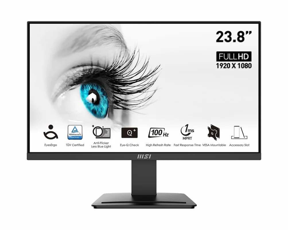 MSI Pro MP2412DE 23.8" FHD (1920x1080), 100Hz, VA Panel, HDMI, DisplayPort, Negro