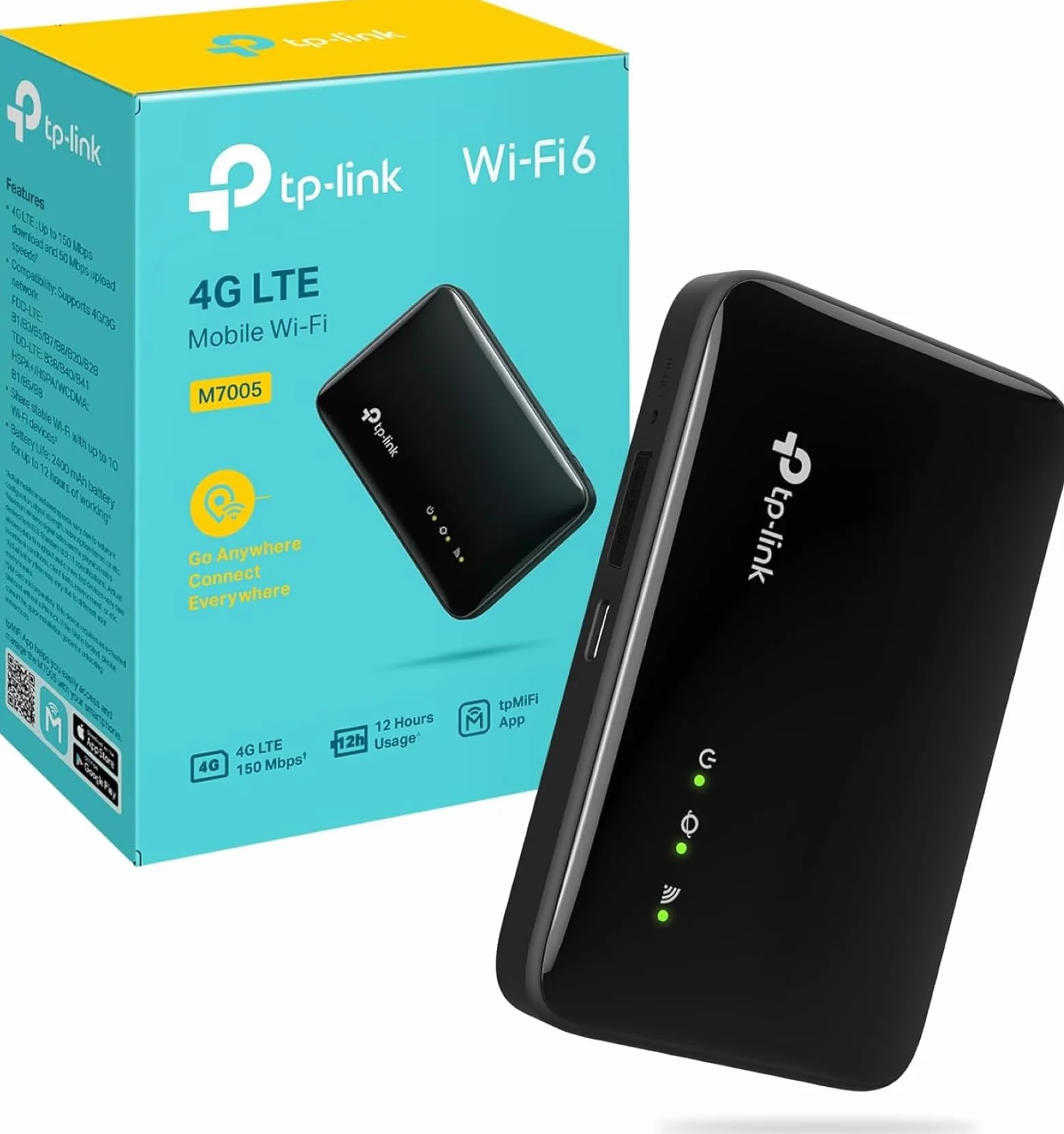 TP-Link M7005 - Router WiFi Portátil 4G LTE WiFi 6 AX287, Hotspot con SIM, hasta 150 Mbps, Batería 2400mAh 12h, Conecta 10 Dispositivos, App tpMiFi