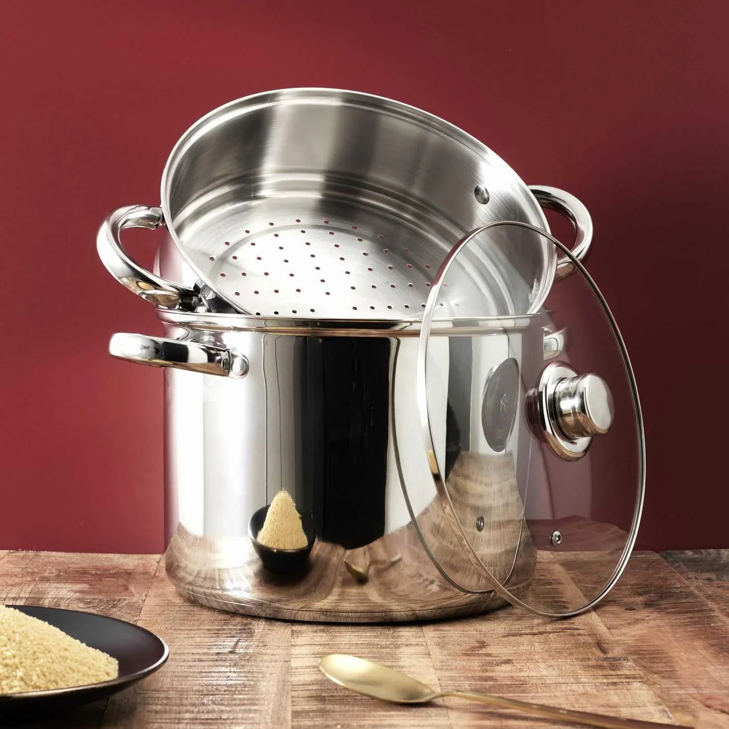 COOK CONCEPT KC0004 Olla de Metal con Tapa de Vidrio 7L Compatible con Todo Tipo de Fuegos y Horno