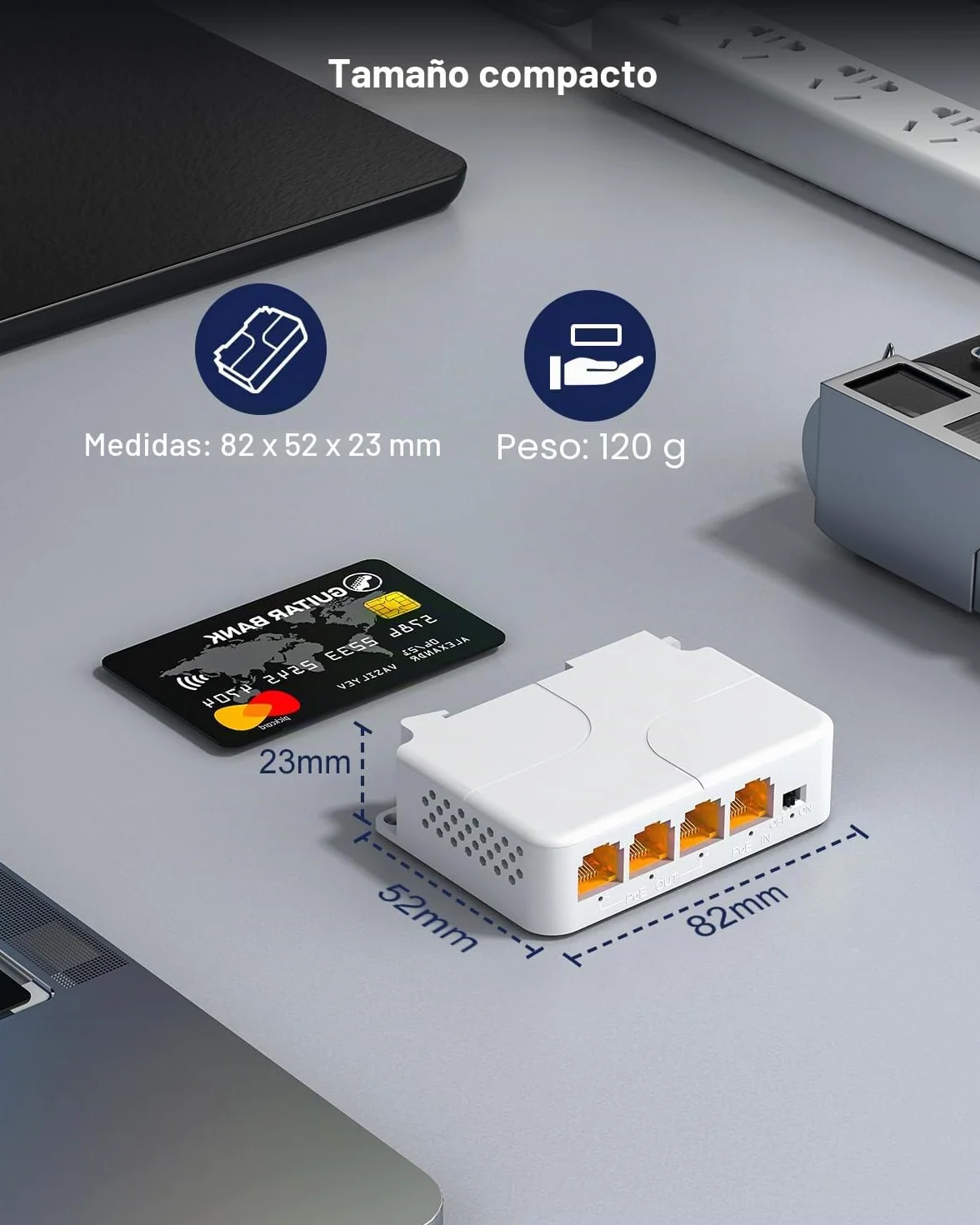 VIMIN Extensor PoE Gigabit de 4 Puertos, 1 in 3 out Repetidor PoE para Interiores IEEE802.3af/at 1000 Mbps, Extiende 100m Adicionales (328 pies), Montaje en Pared y Riel DIN, Plug & Play