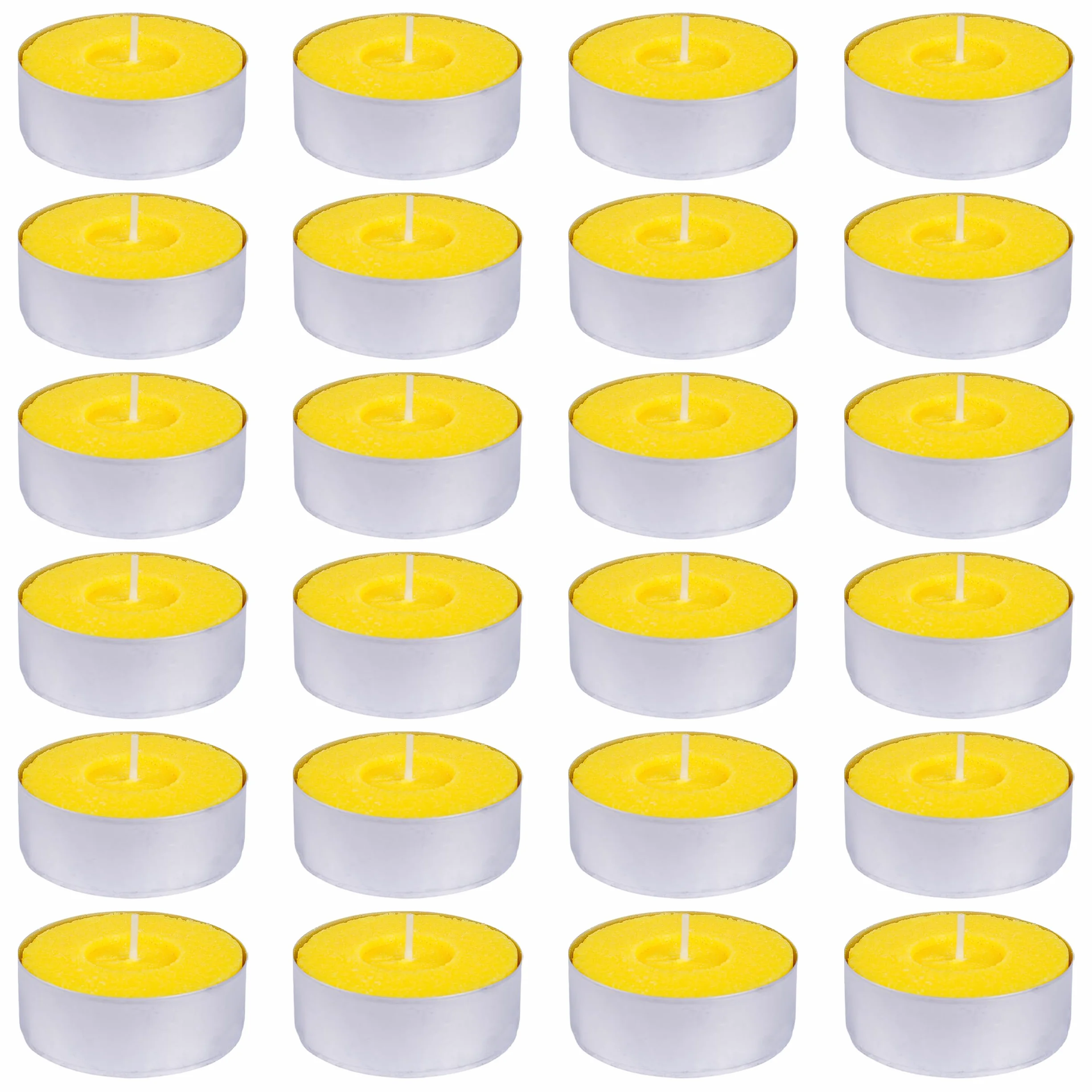 Pack de 24 Velas Aromáticas de Citronela para Exterior e Interior, Antimosquitos Naturales, Ideal para Jardín, Terraza, Barbacoas y Camping, Cera Vegetal, 60x60x20mm