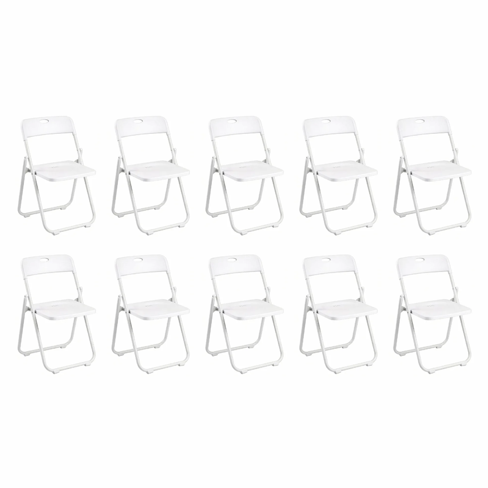 Sillas Plegables Blancas 10 Pack Estructura Hierro Reforzado Asiento Plástico Rígido 75x40x39 cm Apilable