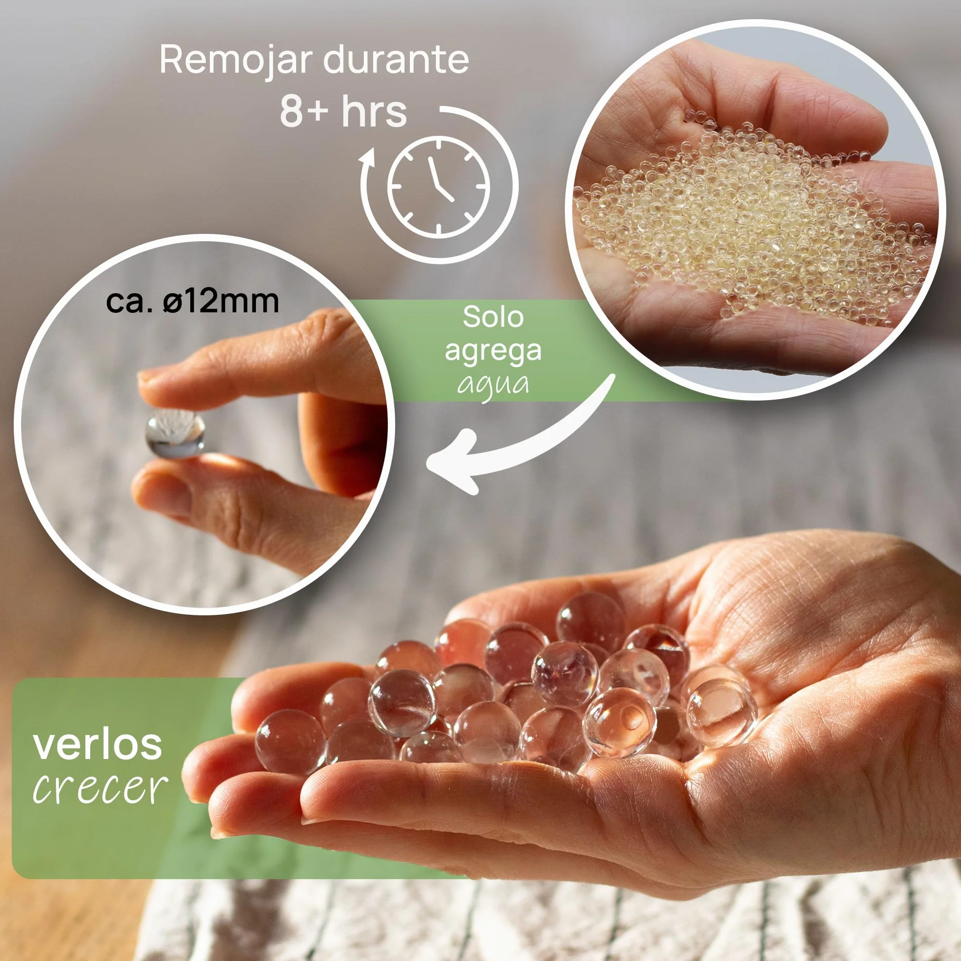 Perlas de Agua Transparentes 10 000 Bolas de Gel para Plantas y Jarrones No Tóxicas Biodegradables
