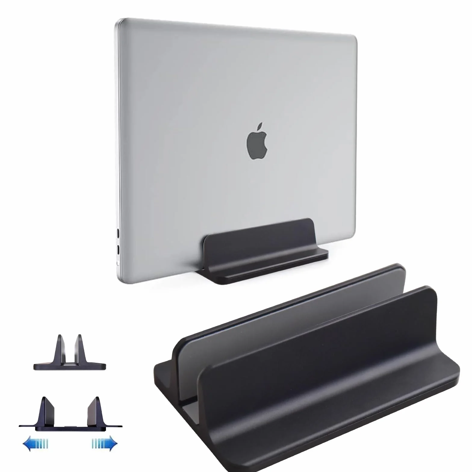Soporte Vertical para Laptop, Soporte Ajustable de Aluminio, Soporte de Ahorro de Espacio para MacBook Pro/Air, iPad, Samsung, Huawei, Surface, DELL, HP, Lenovo y Otros (Negro) (Negro)