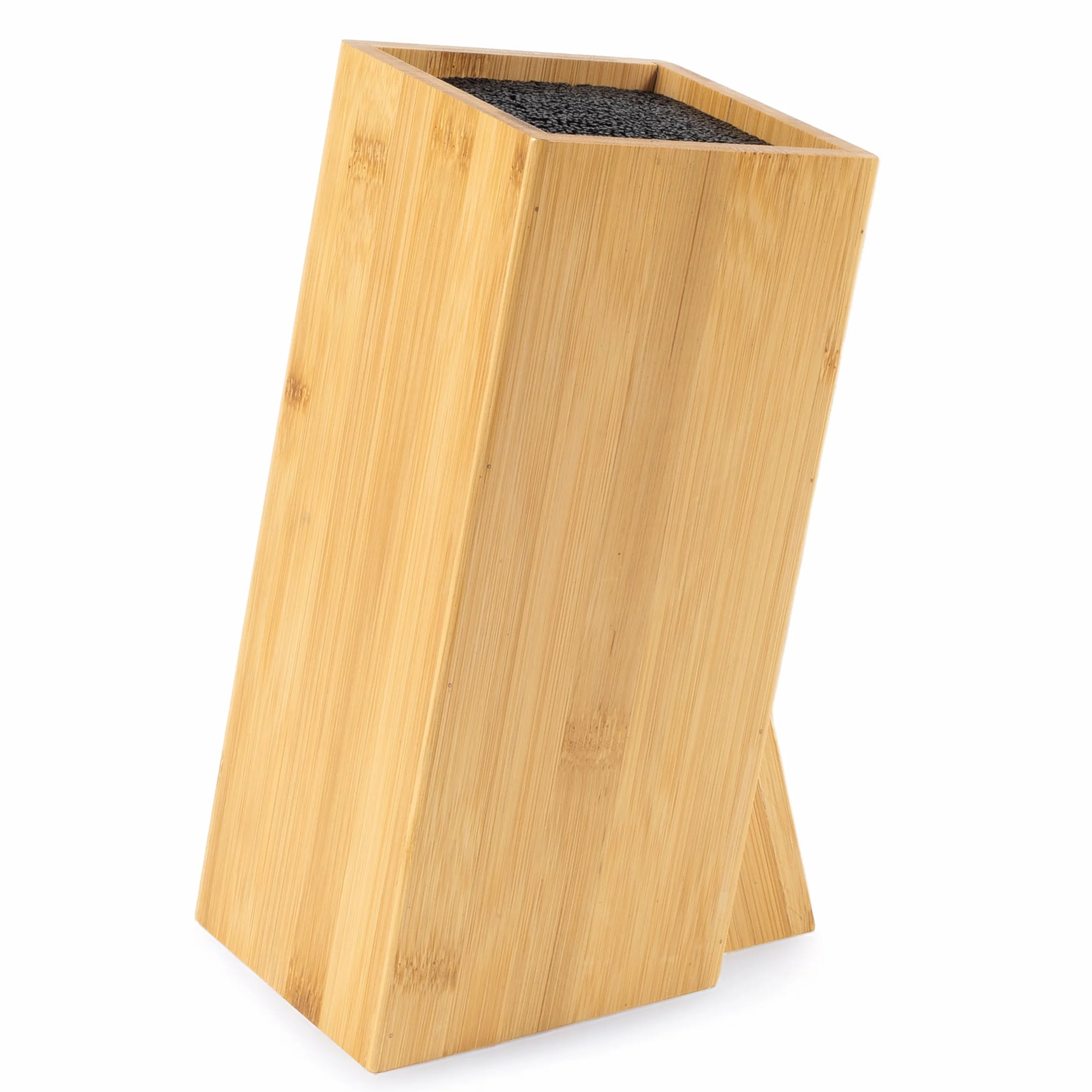 Hanseküche Bloque de cuchillos de bambú marrón - Soporte cuadrado con tabla de cortar
