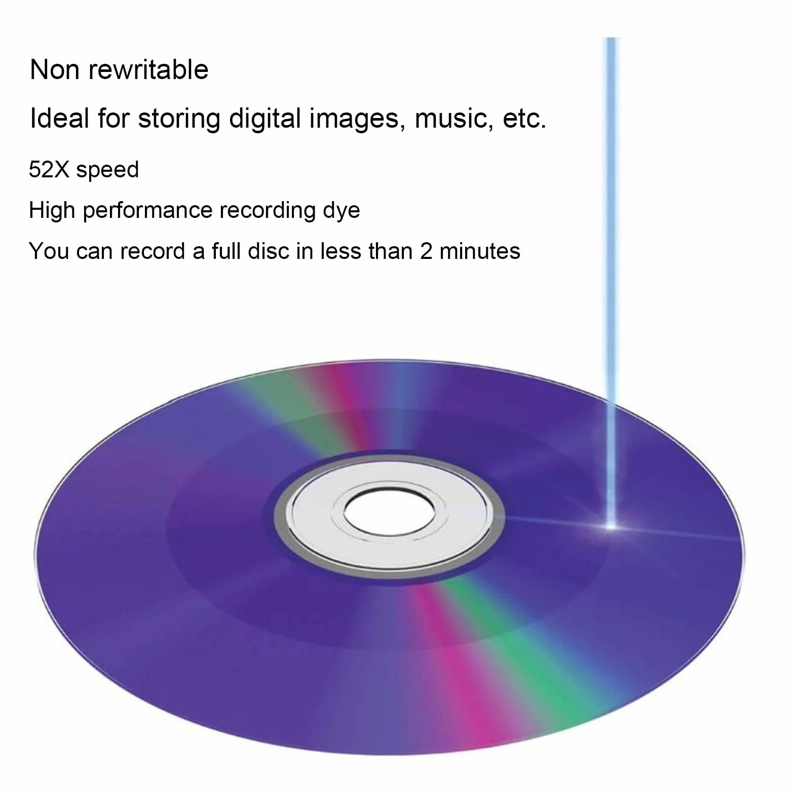 Bewinner Discos CD-R Vírgenes, Disco Grabable 52X de 700 MB, CD Vírgenes para Grabar Música, Almacenar Datos de Imágenes Digitales (50 PCS)