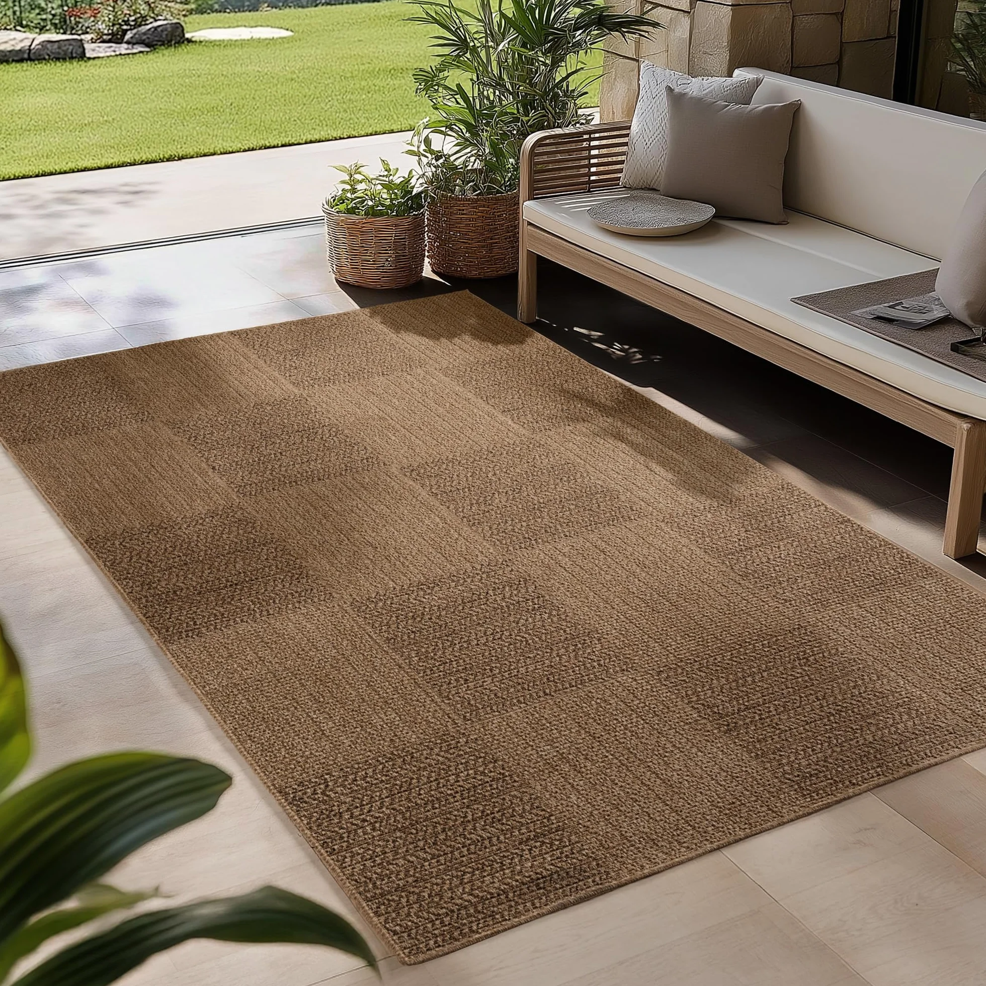 Carpetsale24 Alfombra para Interior y Exterior - Robusta, Resistente a la Intemperie y fácil de Limpiar, con Efecto de Yute Natural, Ideal para salón, Cocina, terraza, jardín y balcón, 160x230 cm