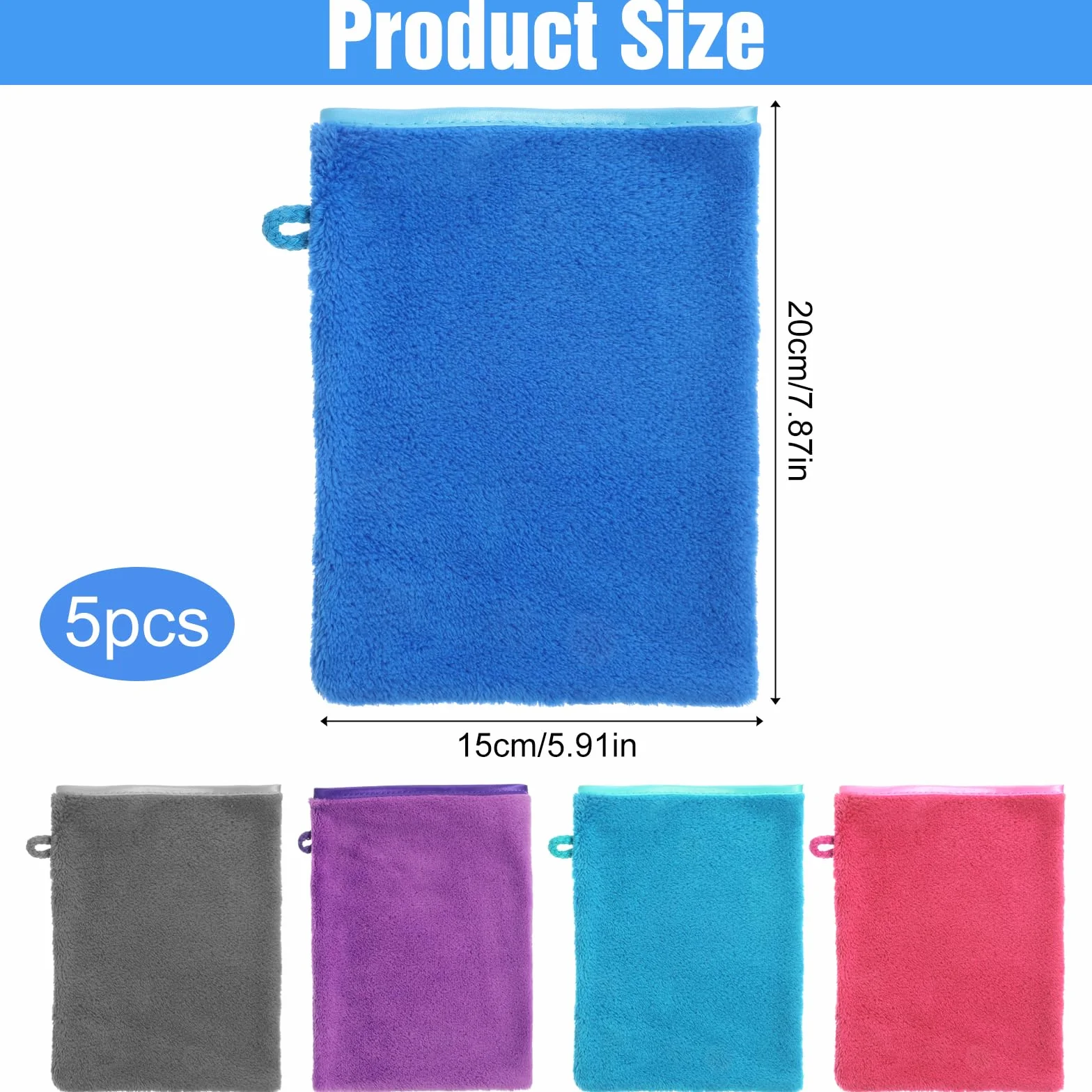 TIESOME 5 paños de microfibra 15x20 cm de franela absorción de agua para baño desmaquillante