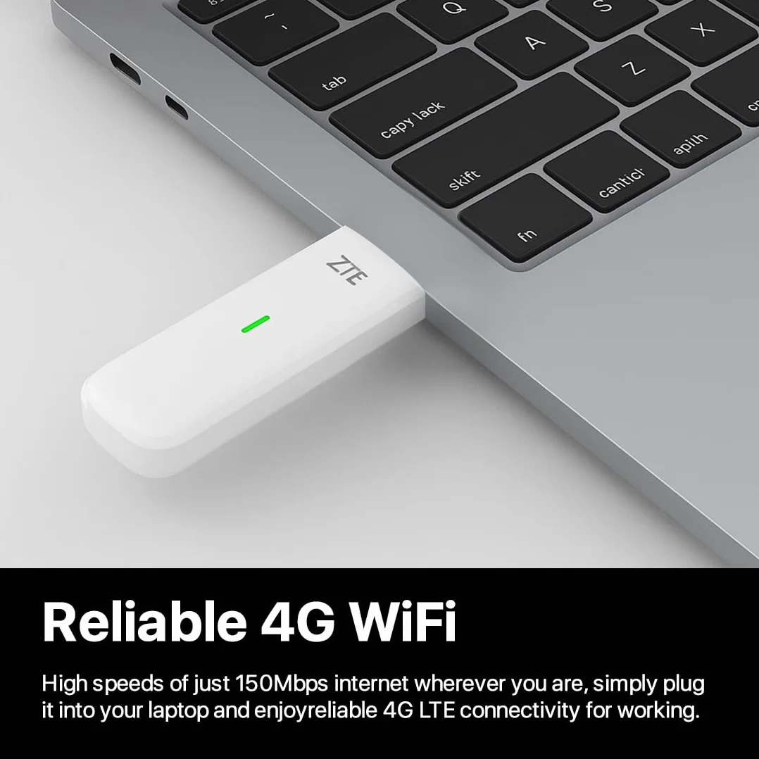 ZTE Dongle USB MF833, CAT4/4G, Desbloqueado de bajo Costo, para Viajes, Wi-Fi de Negocios, Streaming, Juegos, navegación, Compatible con configuración de múltiples Bandas, 2 años de