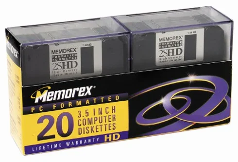 Memorex 32103672 Disquete de 3.5 pulgadas (MF2HD IBM formateado, negro, paquete de 20)