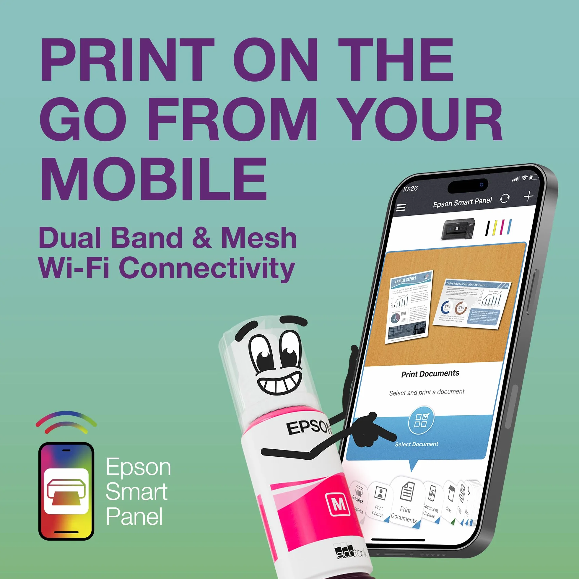 Epson EcoTank ET-4950 Impresora de Depósito de Tinta | Teletrabajo | Wi-Fi, Ethernet | A4 | Doble Cara | Imprime, Copia, Escanea, Fax | Pantalla Táctil 6,1cm | ADF | Tinta Incluida Para 3 Años