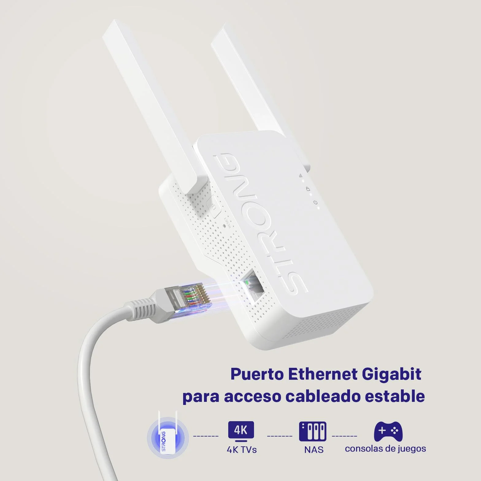 Strong Repetidor WiFi 6 AX3000 de Pared – Amplificador señal WiFi Potente Largo Alcance, Dual Band con Antenas externas, WiFi Extender para casa, Streaming y Gaming