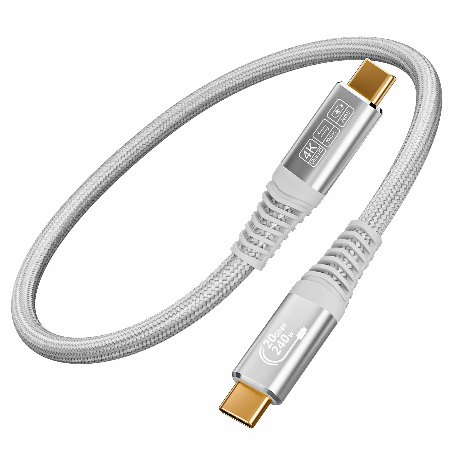 Cable USB C a USB C 20Gbps USB C3.2 Gen2 Cable de Datos,240W Cable de Carga Rápida, 5K60Hz 4K144Hz USBC Cable de Vídeo,Compatible con MacBook Pro,Hubs,SSDs,Monitores Blanco cable usb c 2m