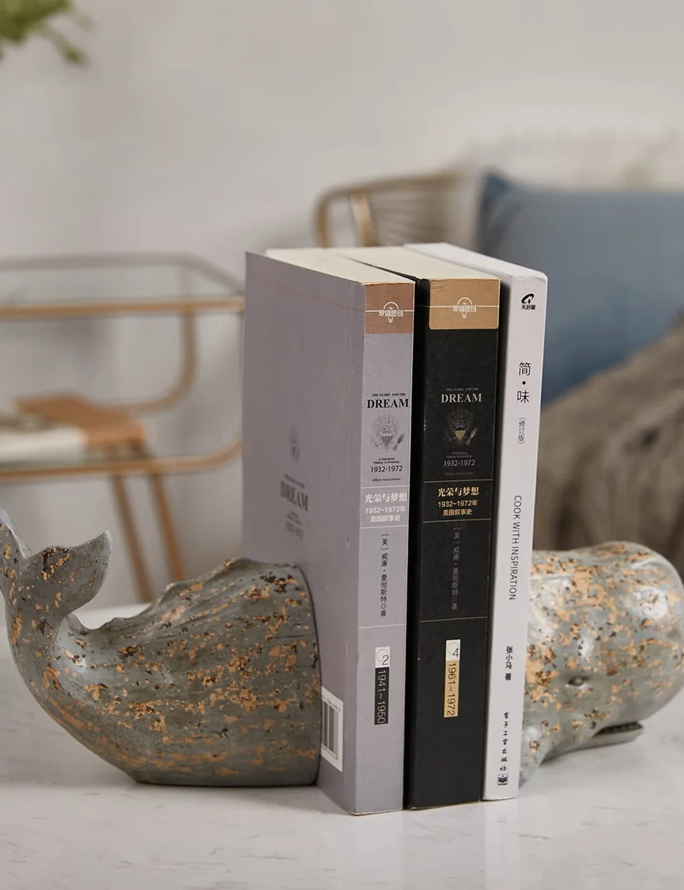 HAUCOZE Soporte de Libros Ballena Escultura Marina Decoración Moderna 24cm
