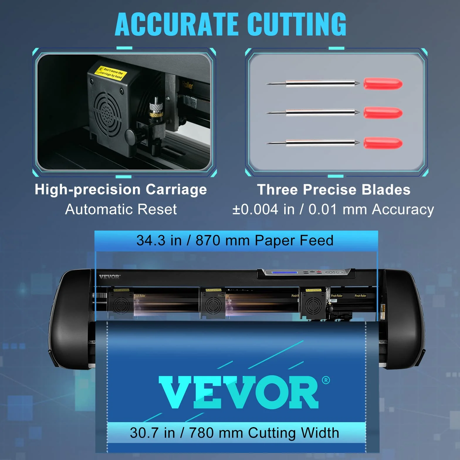 VEVOR Máquina cortadora de vinilo, máquina trazadora de corte Bluetooth sin conexión de 34 pulgadas, eje de rodillo de acero de 400 pulgadas/32.8 ft, fuerza de velocidad ajustable, herramienta de soft