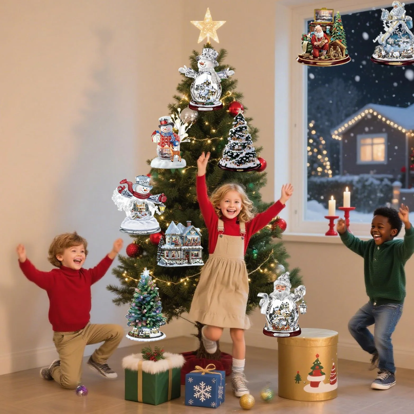 Adornos de Navidad 9 piezas Papá Noel muñeco de nieve reno colgantes para árbol