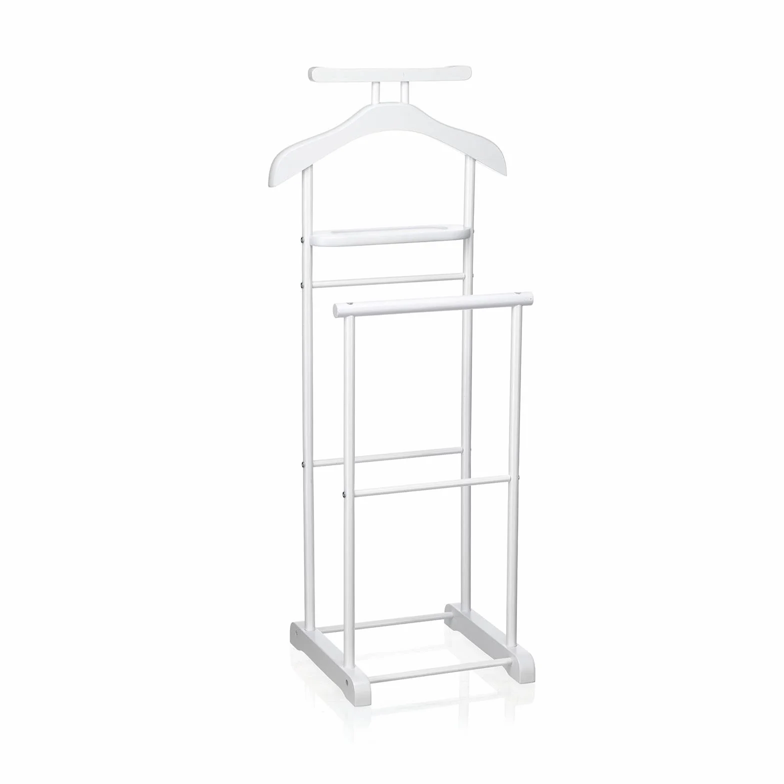 CARO-Möbel Herrendiener Medina, Blanco - Perchero para pantalones y saco, MDF/Metal