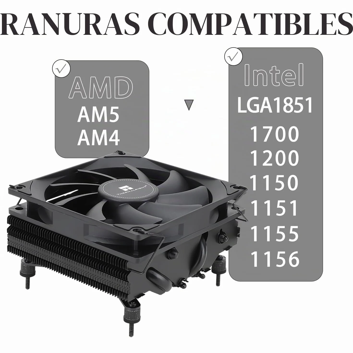 TR-Thermalright AXP90 X47 Negro Enfriador de CPU - 4 tubos de calor, ventilador silencioso de 92 mm de perfil bajo, 2700 rpm, para AMD AM4/AM5, Intel LGA1851/1700/115x/1200, enfriador para PC