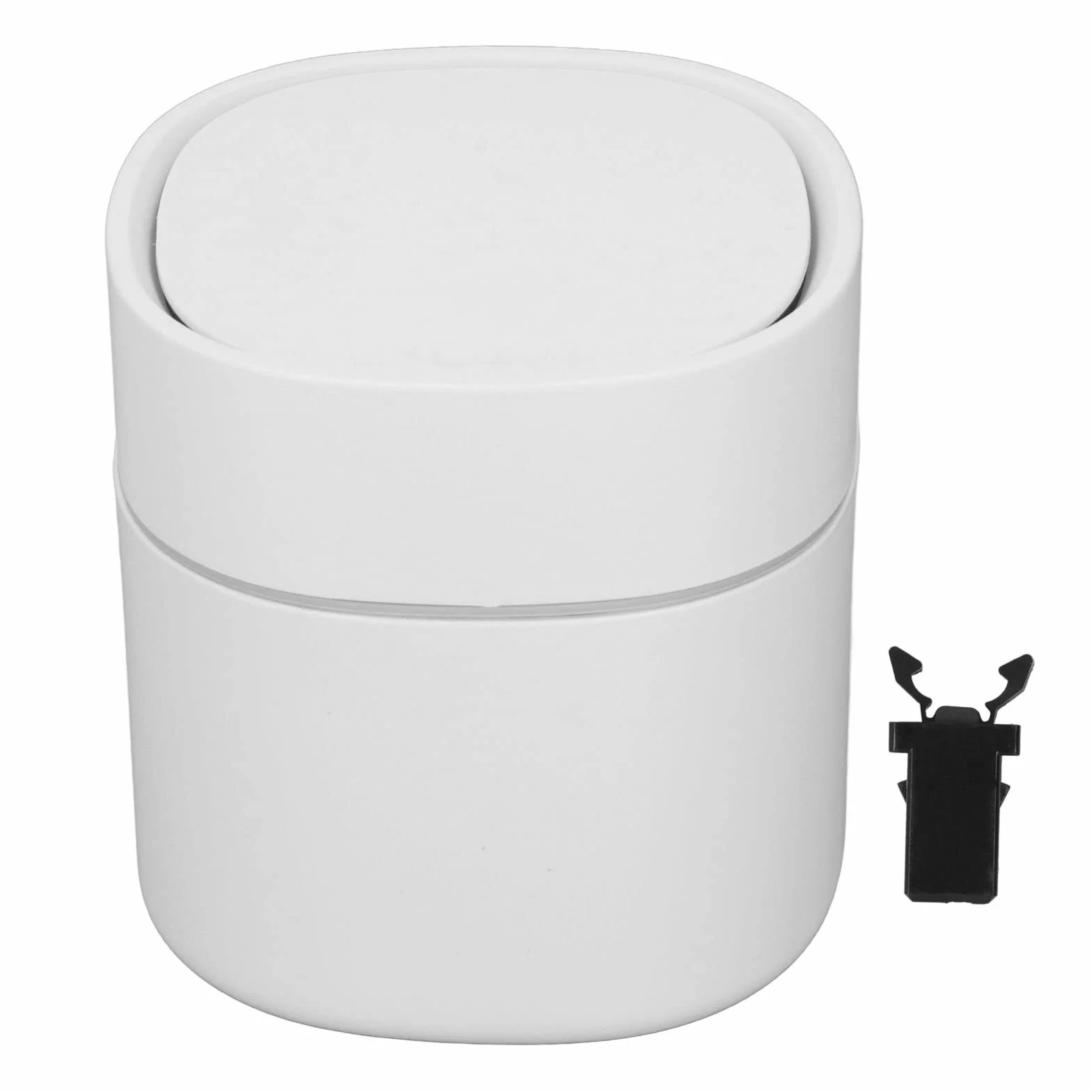 Tyenaza Mini Bote de Basura de Escritorio, Bote de Limpieza de Almacenamiento de desechos con Tapa para Mesa de Centro, tocador, encimera de Escritorio(Blanco)