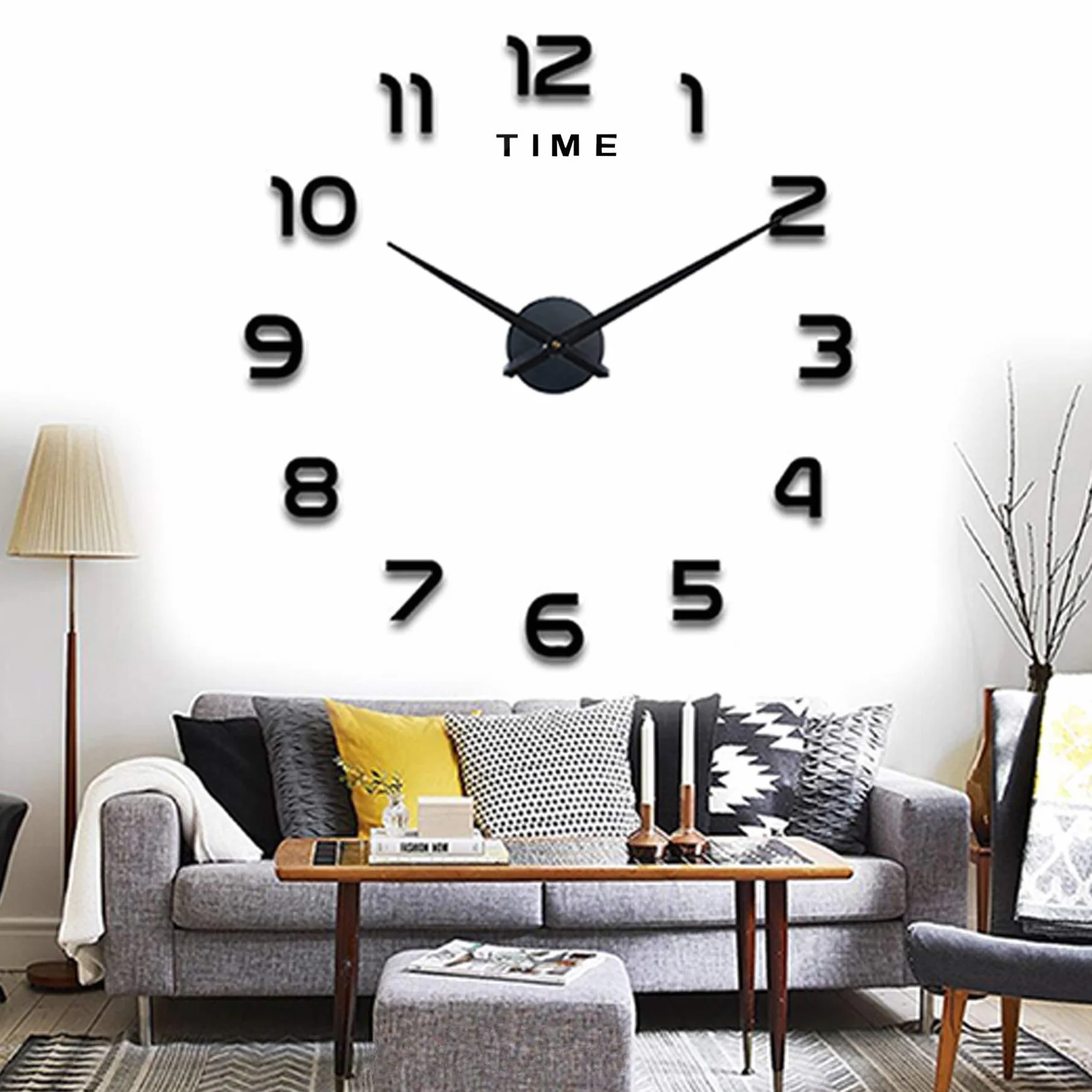 Yolistar Reloj de Pared Moderno 3D Mudo Tamaño Grande Decoración Hogar Oficina