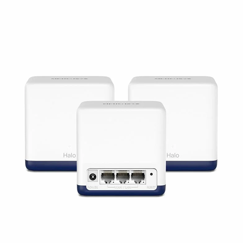 Mercusys HALO H1900G - AC1900 Mesh Wi-Fi, Doble Banda, Cobertura hasta 550 m², 3× Gigabit Puerto por Unidad, MU-MIMO, Beamforming, Control Parental, Smart Connect, 3-Pack