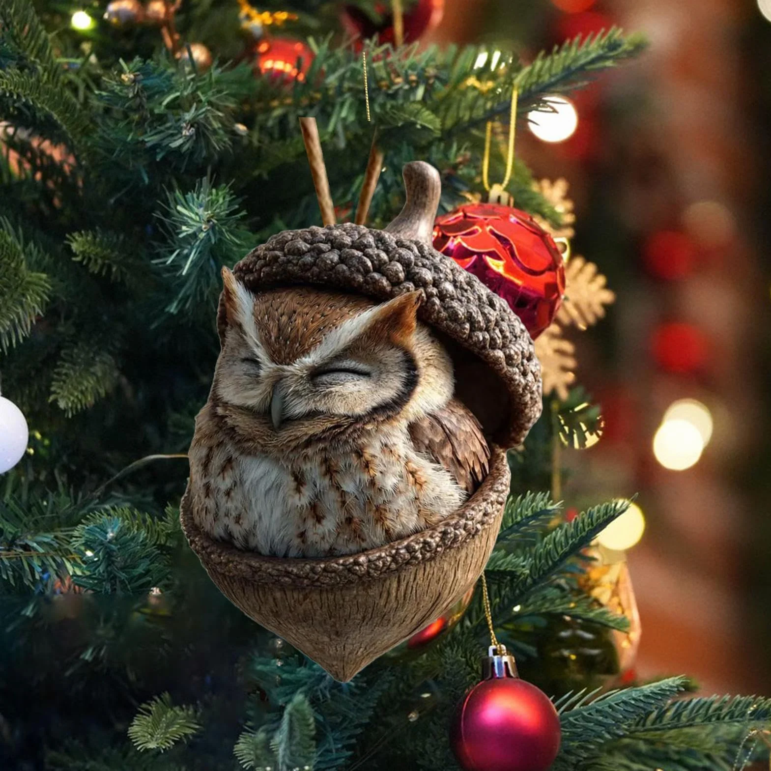 Bellotas Animales Colgando Ornamento Navideños Figuras 2D Acrílicas para Árbol de Navidad y Jardín