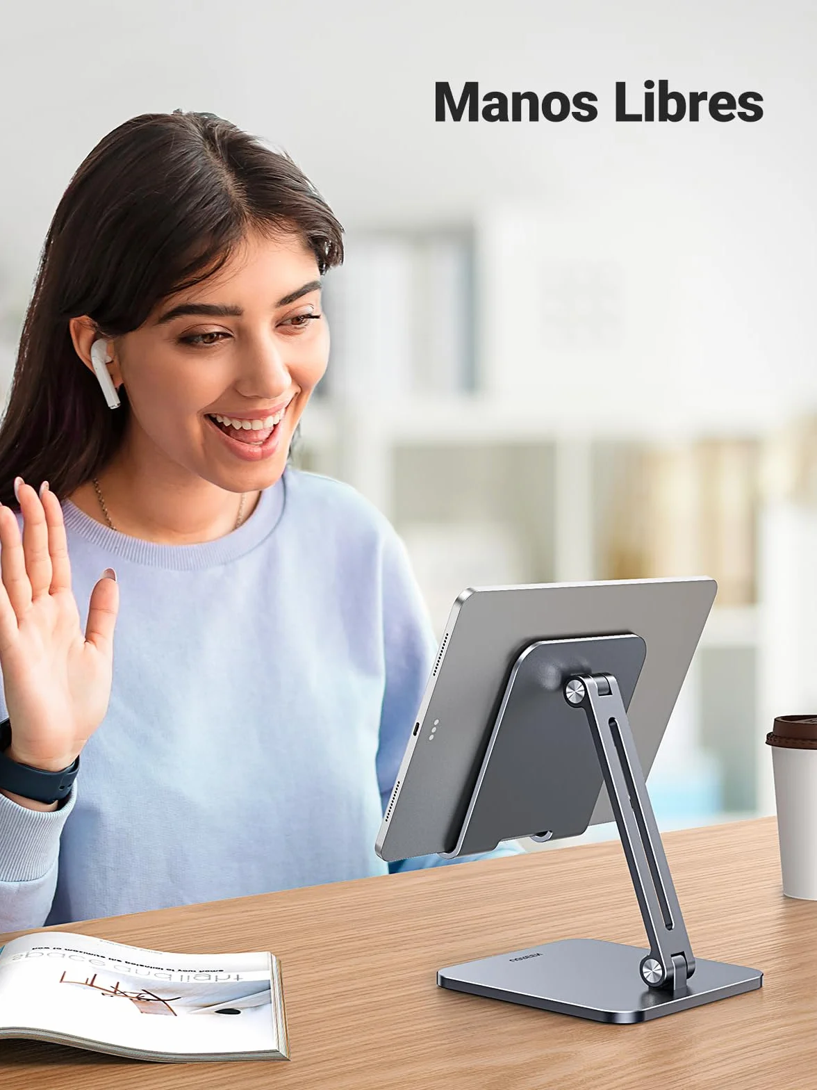 UGREEN Soporte Tablet Mesa | Stand Plegable para Móvil de Aluminio hasta 12,9 Compatible con iPad Galaxy Tab MediaPad iPhone 17 16 15 Gris