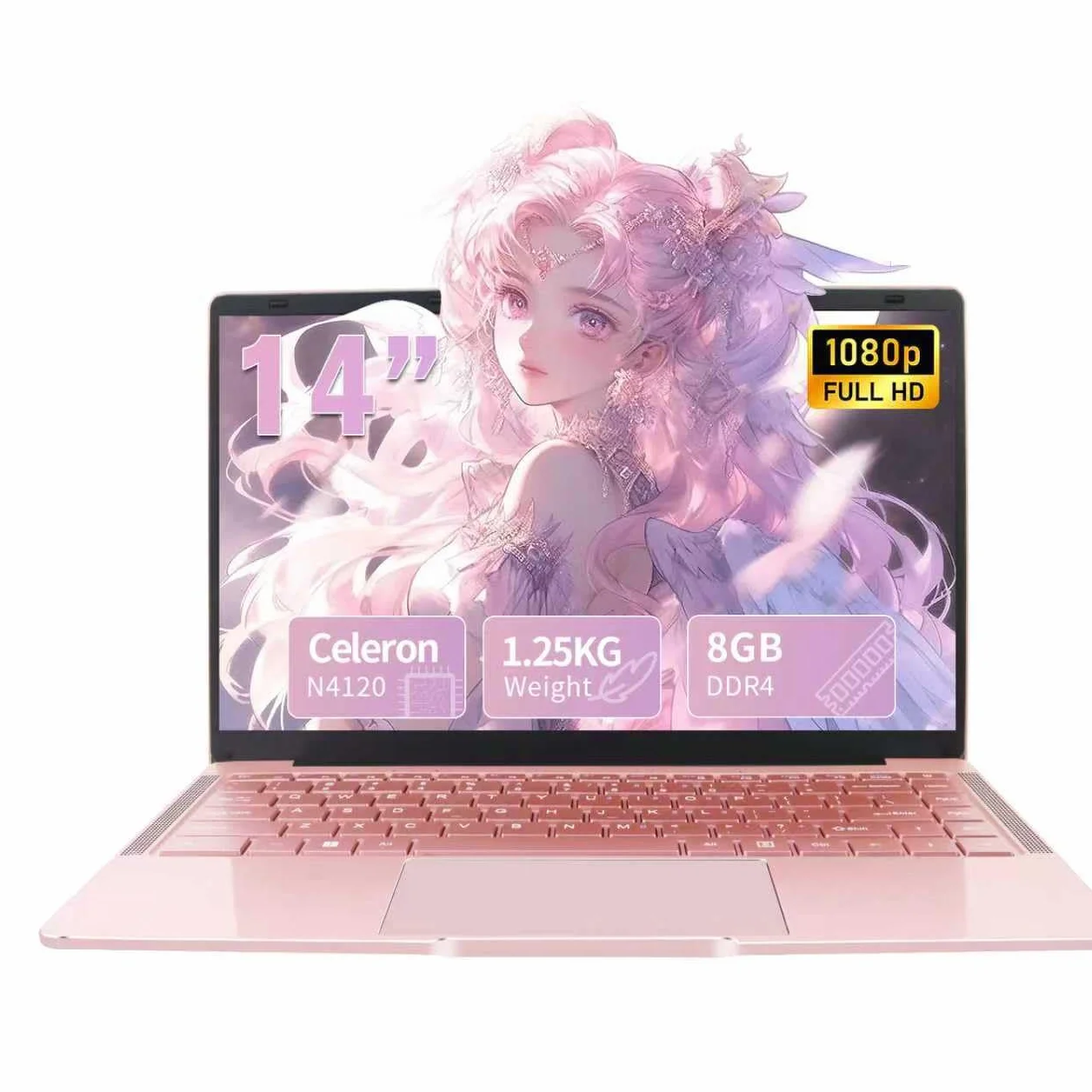 Ordenador Portátil 14 Pulgadas,Celeron N4120 (hasta 2.6 GHz) Win11 Pro, 8GB DDR4, Pantalla IPS FHD 1920x1080,USB 3.0, Laptop Ultradelgado para Estudiantes y Oficina(Oro Rosa, 8+256G SSD)