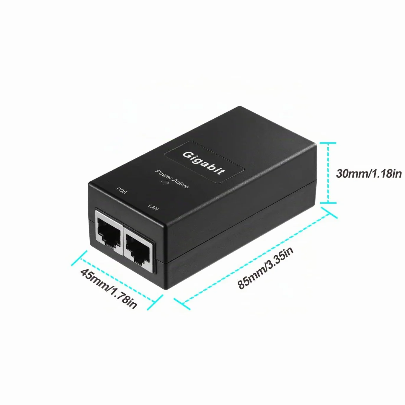 Inyector Gigabit PoE Adaptador, IEEE 802.3af/at Passive PoE+ Output, Potencia Salida 48V 0.5A, Gigabit 10/100/1000 Mbps, para Cámara IP/Ap/PTZ/videoteléfono, Plug and Play (D05A-G)